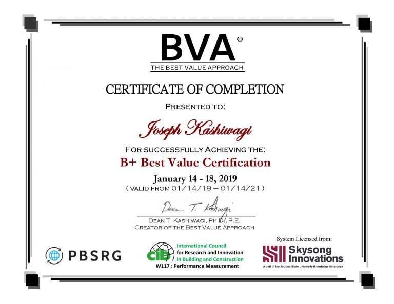 B/B  Certification PBSRG